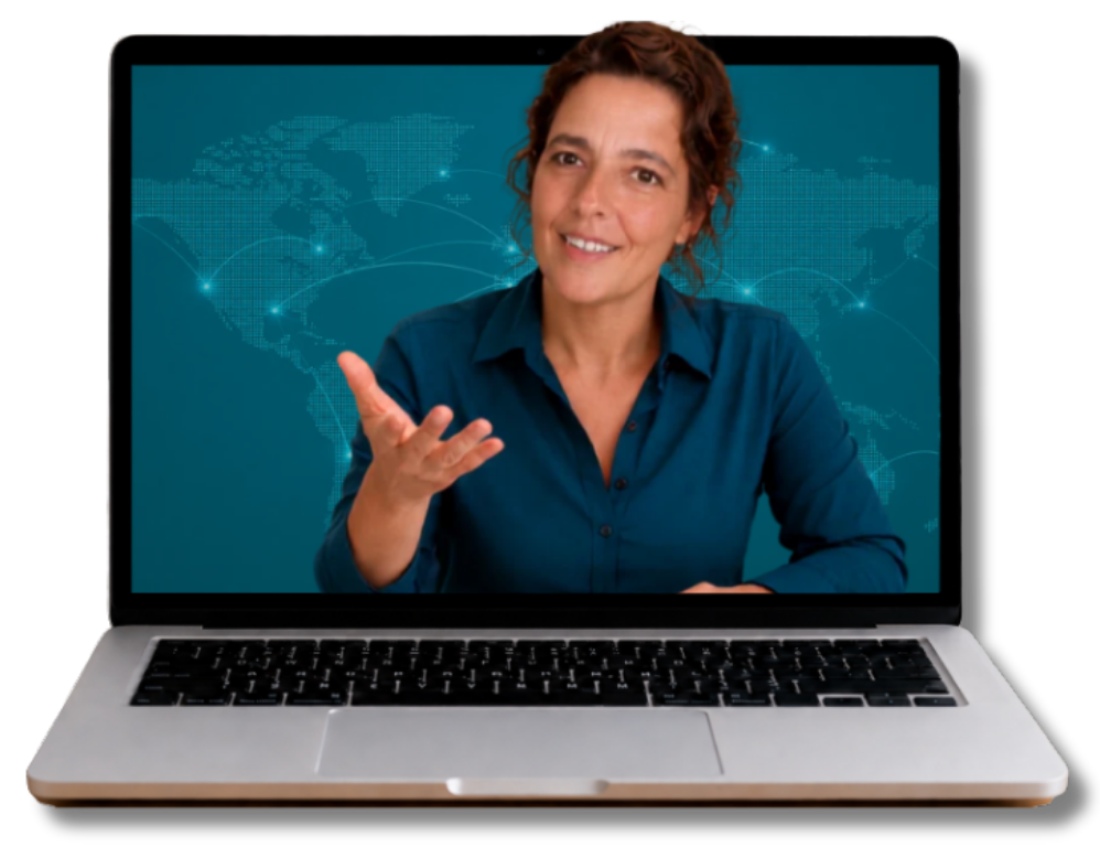 Edna delivering a live online English lesson
